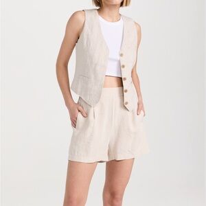 Women's Cream Linen Shorts